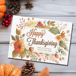 Cartes Pour Fêtes Annuelles Fleurs d'automne du Bon thanksgiving d'affaires pe
