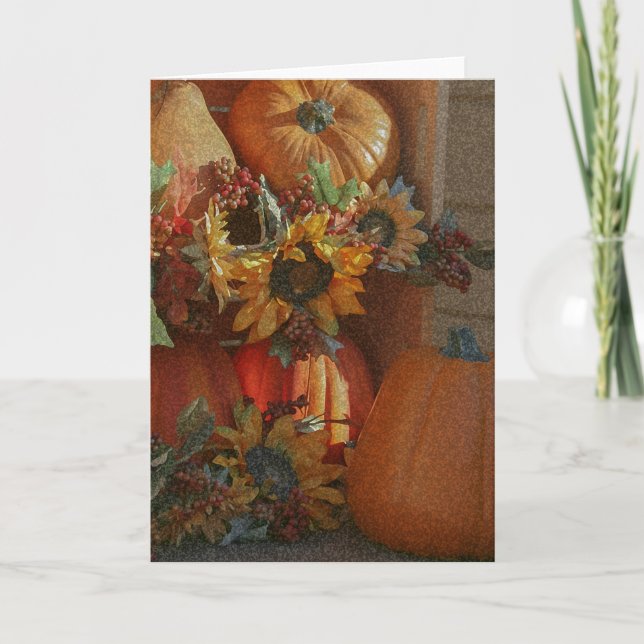 Cartes Pour Fêtes Annuelles Fleurs d'automne et Citrouilles (Devant)