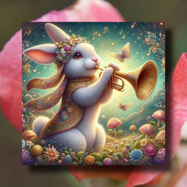 Cartes Pour Fêtes Annuelles Fleurs de bois de printemps Musical Lapin de Pâque (Créateur téléchargé)
