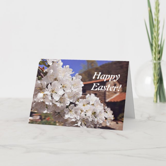 Cartes Pour Fêtes Annuelles Fleurs de cerisier. Joyeuses Pâques (Devant)