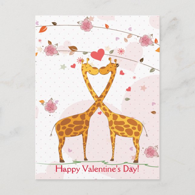 Cartes Pour Fêtes Annuelles Fleurs de Girafe Heureuse Sainte-Valentin (Devant)