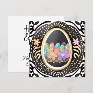 Cartes Pour Fêtes Annuelles Fleurs de jardin printanières lumineuses Œuf de Pâ