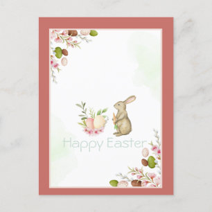 Cartes Pour Fêtes Annuelles Fleurs de lapin mignonnes Oeufs de Pâques