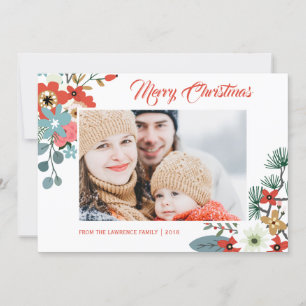 Cartes Pour Fêtes Annuelles Fleurs de Noël modernes Photo de feuillage