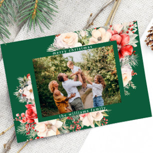 Cartes Pour Fêtes Annuelles Fleurs de Noël modernes Photo de voeux