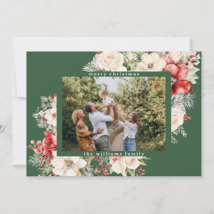 Cartes Pour Fêtes Annuelles Fleurs de Noël modernes Photo de vœux