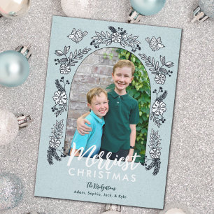 Cartes Pour Fêtes Annuelles Fleurs de Noël Photo Arch Cute