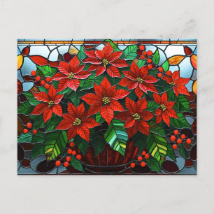 Cartes Pour Fêtes Annuelles Fleurs de Noël Poinsettia en verre tendu