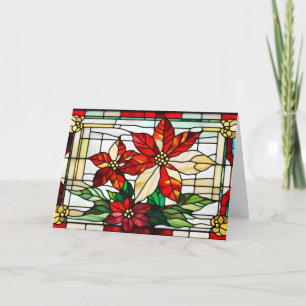 Cartes Pour Fêtes Annuelles Fleurs de Noël Poinsettia en verre tendu