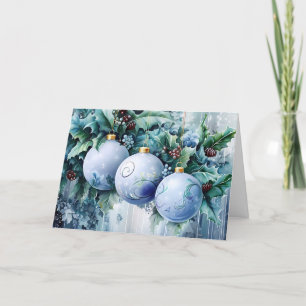 Cartes Pour Fêtes Annuelles Fleurs de Noël Vintage Bleu Personnaliser