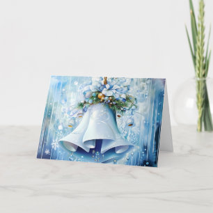 Cartes Pour Fêtes Annuelles Fleurs de Noël Vintage Bleu Personnaliser