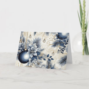 Cartes Pour Fêtes Annuelles Fleurs de Noël vintage bleues