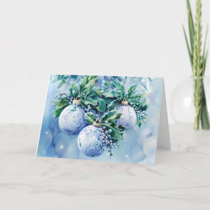 Cartes Pour Fêtes Annuelles Fleurs de Noël vintage bleues Personnaliser