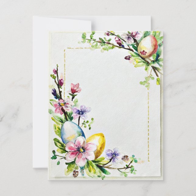 Cartes Pour Fêtes Annuelles Fleurs de Pâques et oeufs papeterie vierge (Devant)