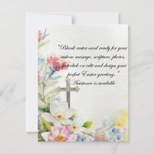 Cartes Pour Fêtes Annuelles fleurs de Pâques et papeterie vierge de croix