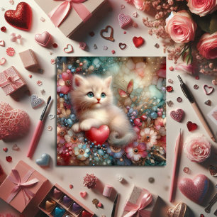 Cartes Pour Fêtes Annuelles Fleurs De Parties scintillant Pastel Et Kitten Val