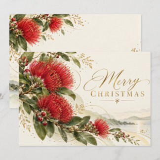 Cartes Pour Fêtes Annuelles Fleurs de Pōhutukawa pour un Noël néo-zélandais