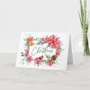 Cartes Pour Fêtes Annuelles Fleurs de poinsettia aquarelle Joyeux Noël 