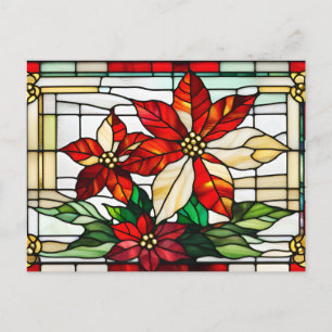 Cartes Pour Fêtes Annuelles Fleurs de poinsettia de Noël en verre coloré