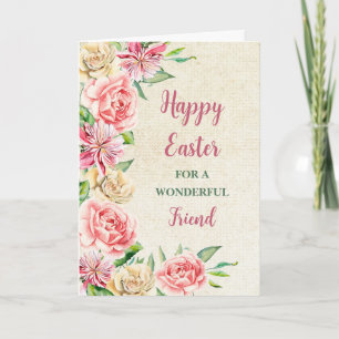 Cartes Pour Fêtes Annuelles Fleurs de printemps heureux ami de Pâques