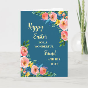 Cartes Pour Fêtes Annuelles Fleurs de printemps heureux ami de Pâques et sa fe