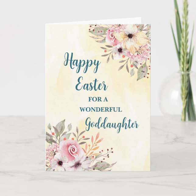 Cartes Pour Fêtes Annuelles Fleurs de printemps heureux Godgirl de Pâques (Devant)