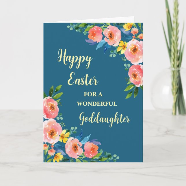Cartes Pour Fêtes Annuelles Fleurs de printemps heureux Godgirl de Pâques (Devant)