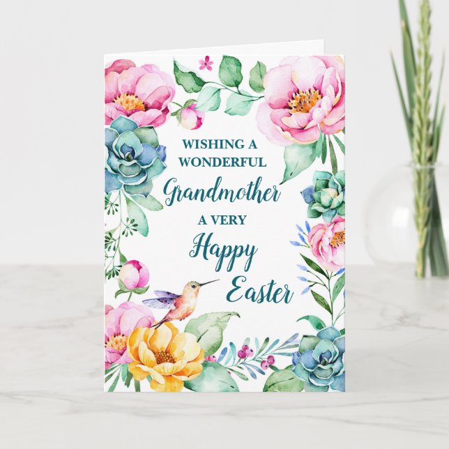 Cartes Pour Fêtes Annuelles Fleurs de printemps Joyeuses grand-mère de Pâques (Devant)