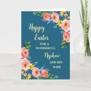 Cartes Pour Fêtes Annuelles Fleurs de printemps Joyeuses Pâques Nephew et sa f
