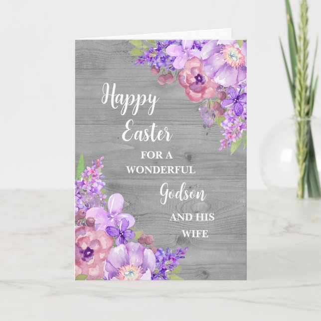 Cartes Pour Fêtes Annuelles Fleurs de printemps Joyeux Godson de Pâques et sa  (Devant)