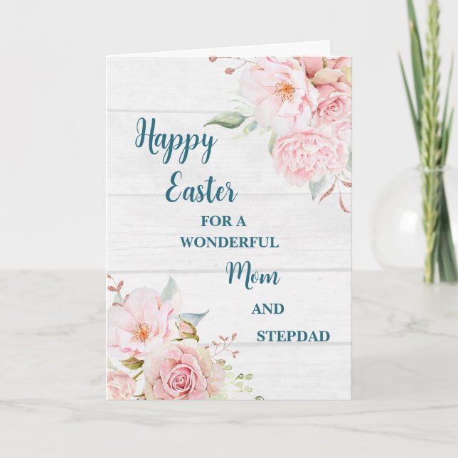 Cartes Pour Fêtes Annuelles Fleurs de printemps Joyeux Pâques maman et Stepdad (Devant)