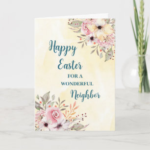 Cartes Pour Fêtes Annuelles Fleurs de printemps Joyeux Voisin de Pâques