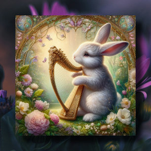 Cartes Pour Fêtes Annuelles Fleurs de printemps mignonnes lapin musical Pâques