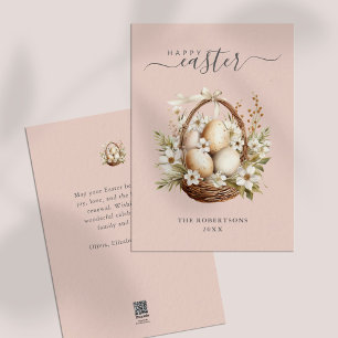 Cartes Pour Fêtes Annuelles Fleurs de printemps Oeufs Pastel Joyeux voeux de P