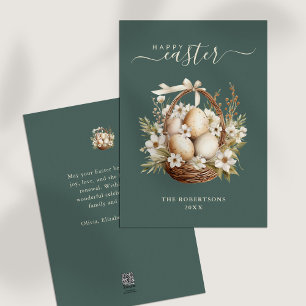 Cartes Pour Fêtes Annuelles Fleurs de printemps Oeufs Sage Vert Joyeux Pâques
