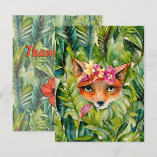 Cartes Pour Fêtes Annuelles Fleurs de renard aquarelle et Merci Feuille vert