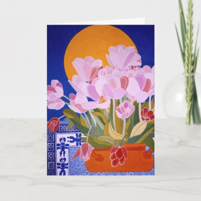 Cartes Pour Fêtes Annuelles Fleurs de tulipes roses (Devant)