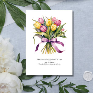 Cartes Pour Fêtes Annuelles Fleurs de tulipes roses jaunes personnalisées pour