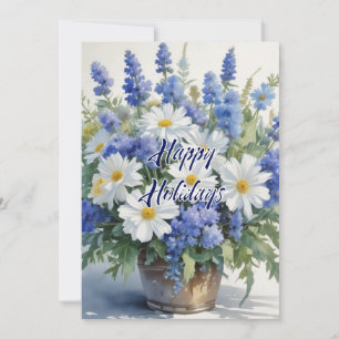 Cartes Pour Fêtes Annuelles Fleurs de vacances Joyeux Noël aquarelle