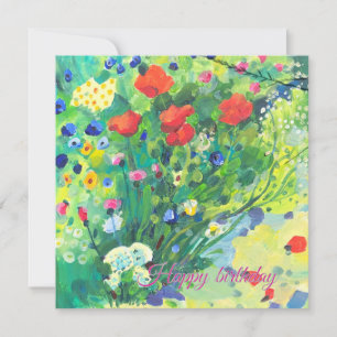 Cartes Pour Fêtes Annuelles Fleurs d'été, coquelicots