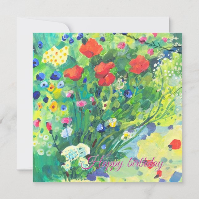 Cartes Pour Fêtes Annuelles Fleurs d'été, coquelicots  (Devant)