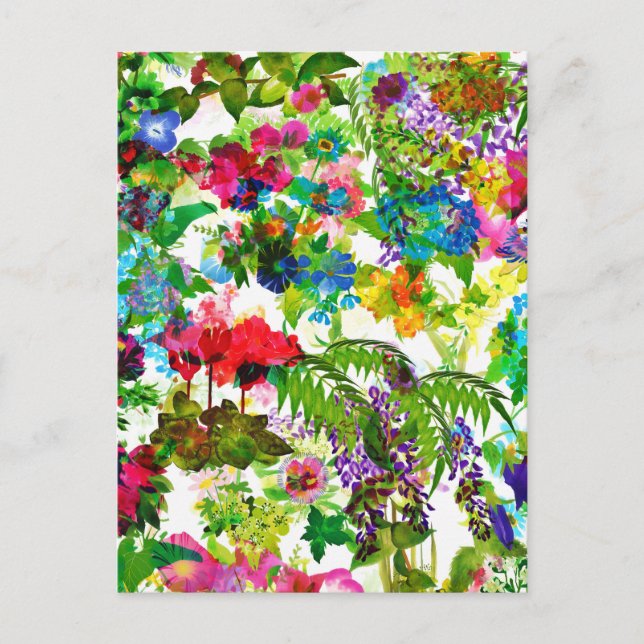 Cartes Pour Fêtes Annuelles Fleurs d'été Meadow Jardin botanique Aquarelle (Devant)