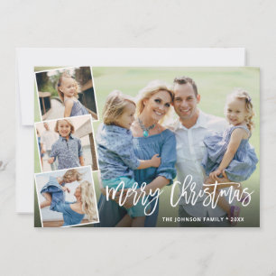 Cartes Pour Fêtes Annuelles Fleurs d'hiver de Noël élégantes 3 voeux photo