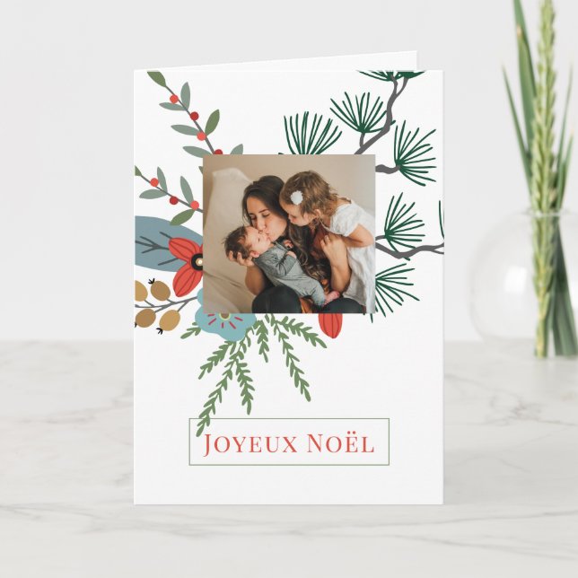 Cartes Pour Fêtes Annuelles Fleurs d'hiver de Noël Joyeux Noël Photo de vacanc (Devant)