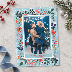 Cartes Pour Fêtes Annuelles Fleurs d'hiver Neige Photo de Noël