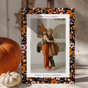 Cartes Pour Fêtes Annuelles Fleurs d'orange noire Champignons Halloween Photo