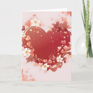 Cartes Pour Fêtes Annuelles Fleurs du Coeur Rouge amour