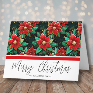 Cartes Pour Fêtes Annuelles Fleurs élégantes de Poinsettia Noël