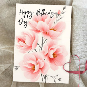 Cartes Pour Fêtes Annuelles Fleurs Élégantes Rose Tendre pour la Fête des Mère