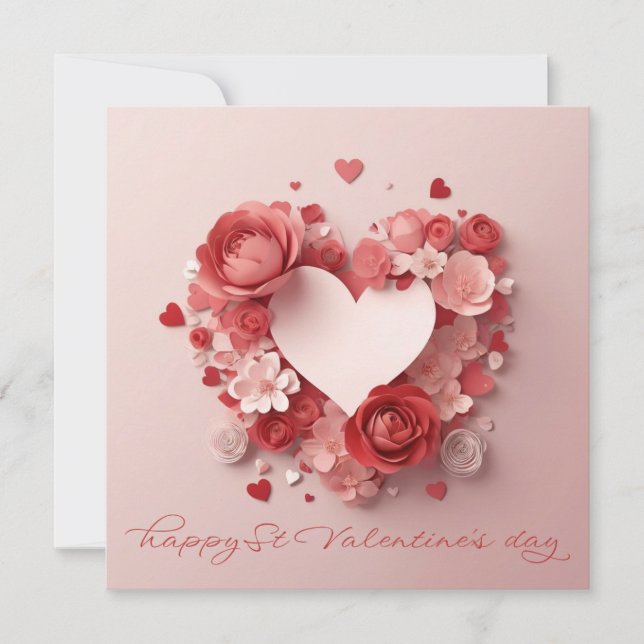 Cartes Pour Fêtes Annuelles Fleurs en papier à coeur magnifique pour la Saint- (Devant)